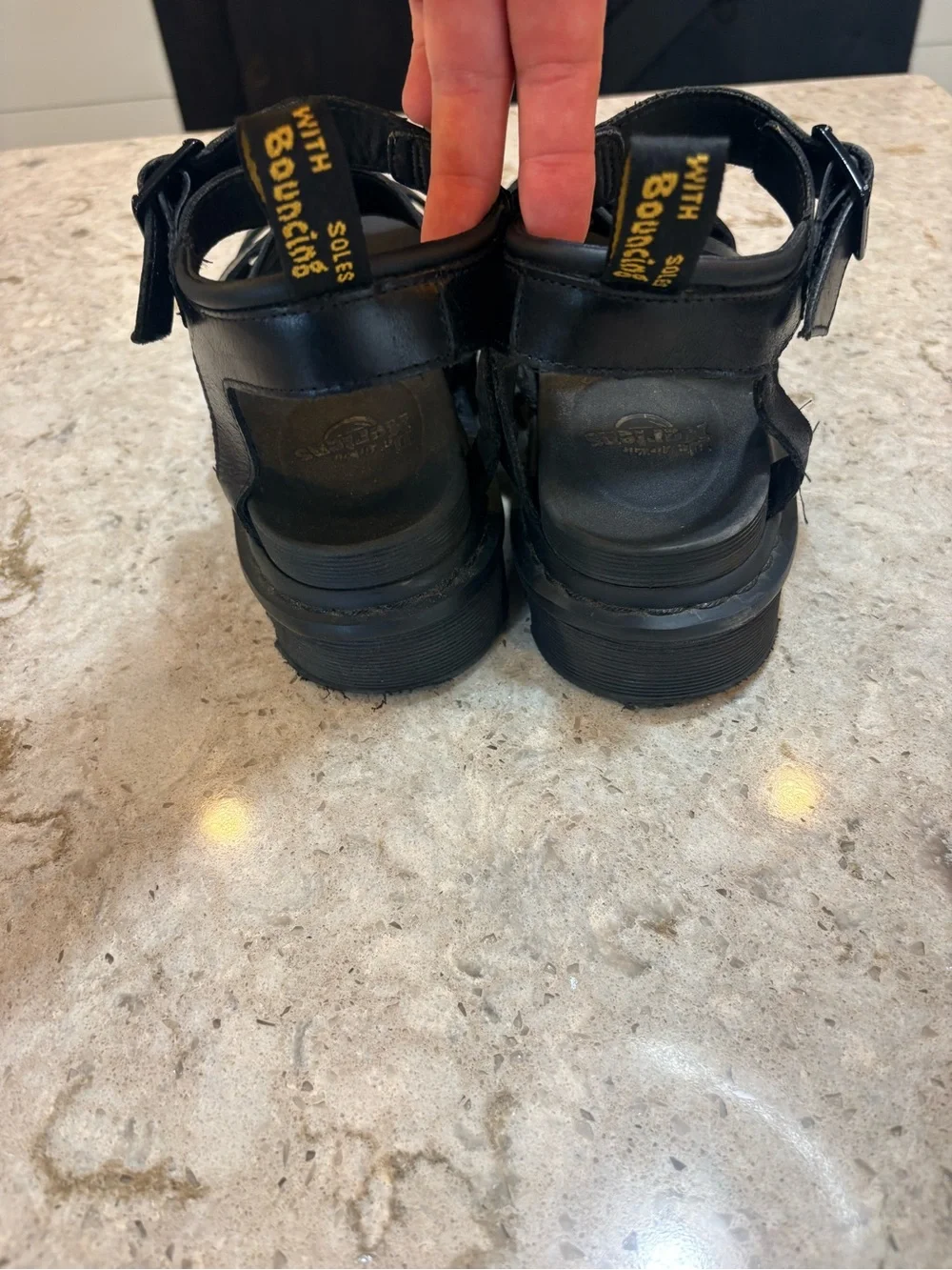 Dr. Martens Black Leather Platform Blaire Sandals